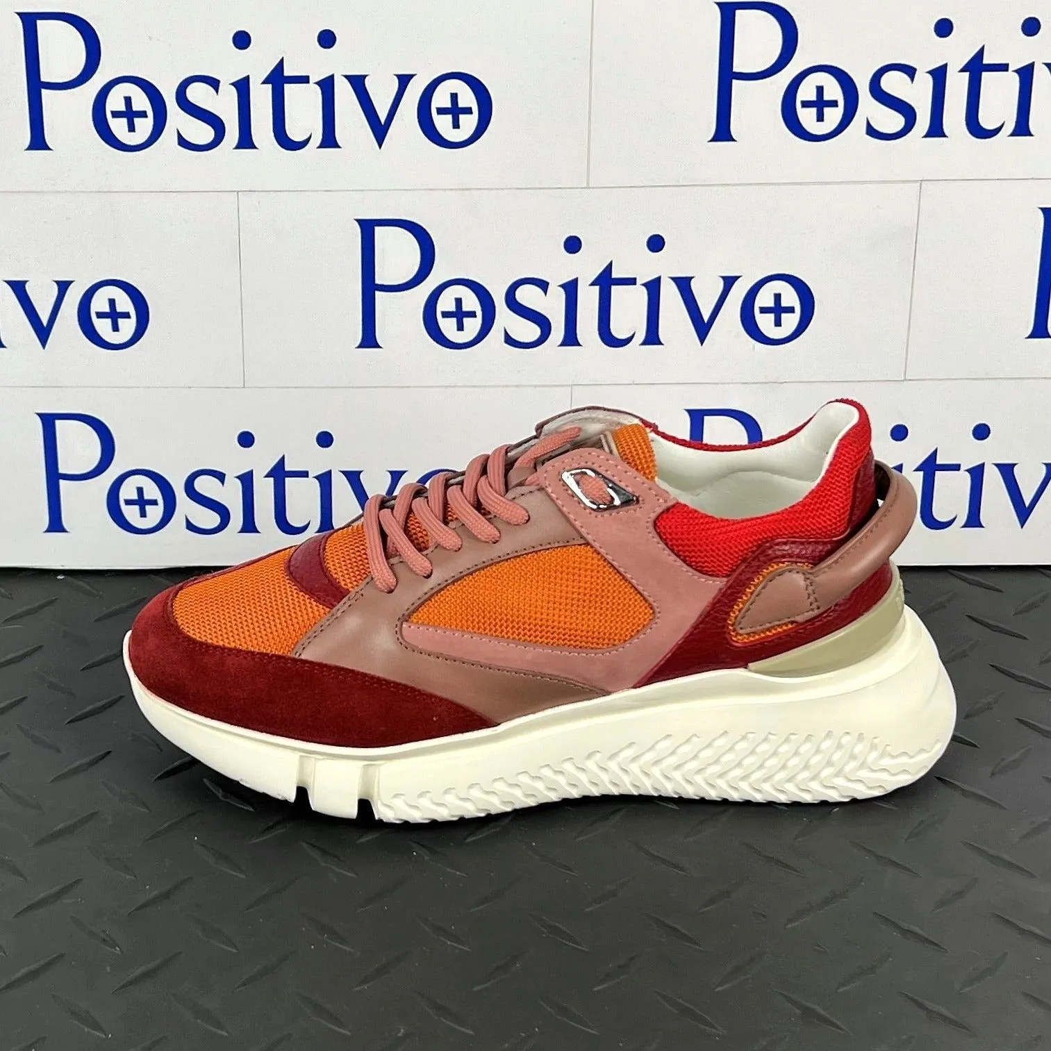 Buscemi Women's Veloce Scarlet/Orange Leather Sneakers SAMPLE
