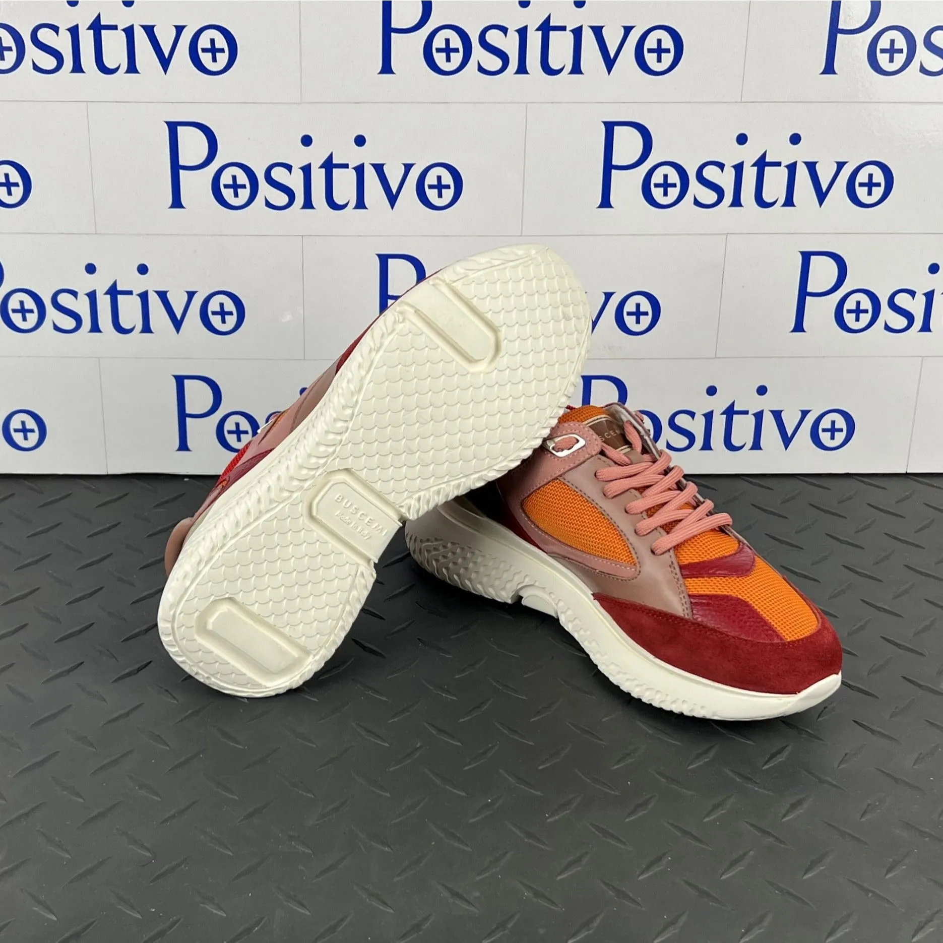 Buscemi Women's Veloce Scarlet/Orange Leather Sneakers SAMPLE