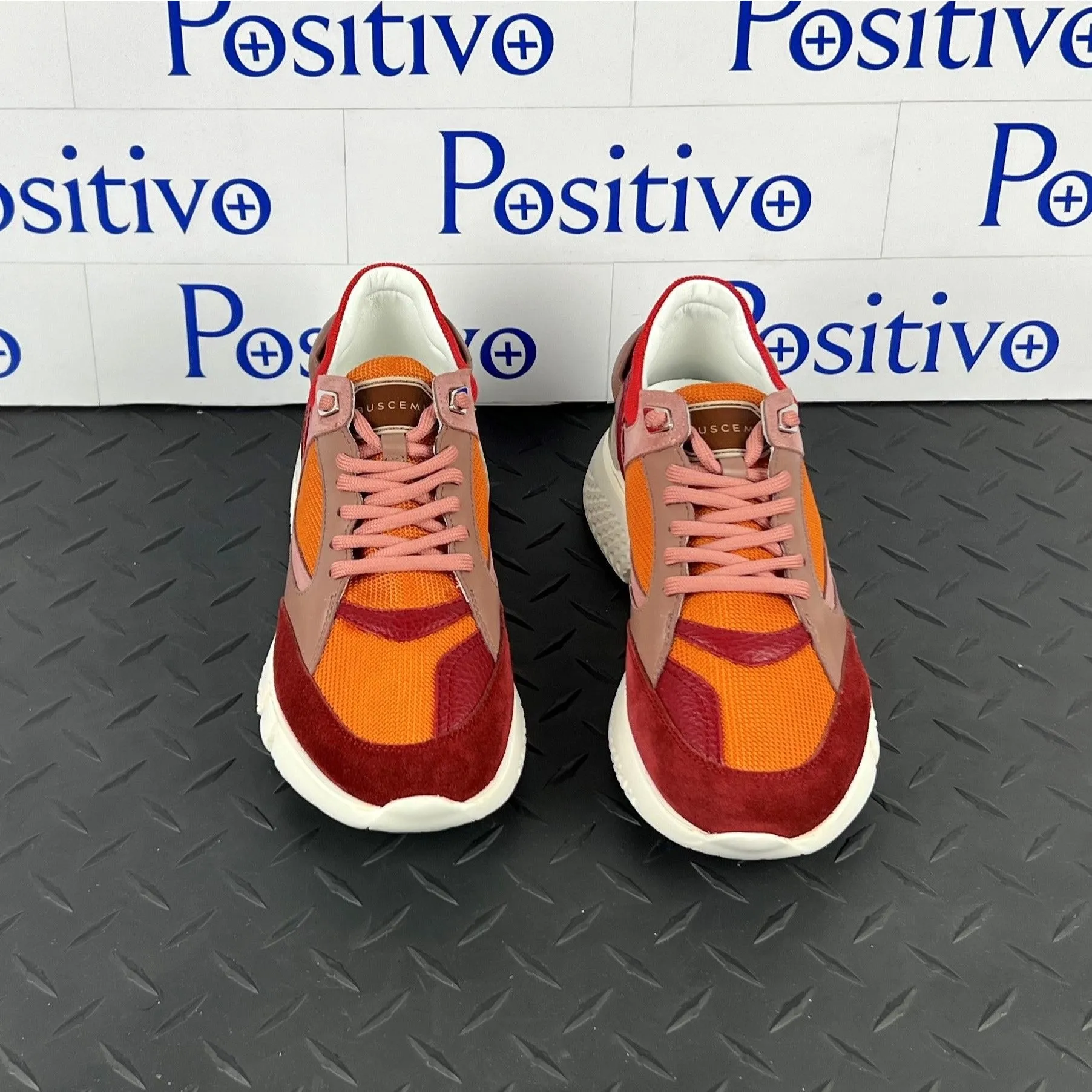 Buscemi Women's Veloce Scarlet/Orange Leather Sneakers SAMPLE