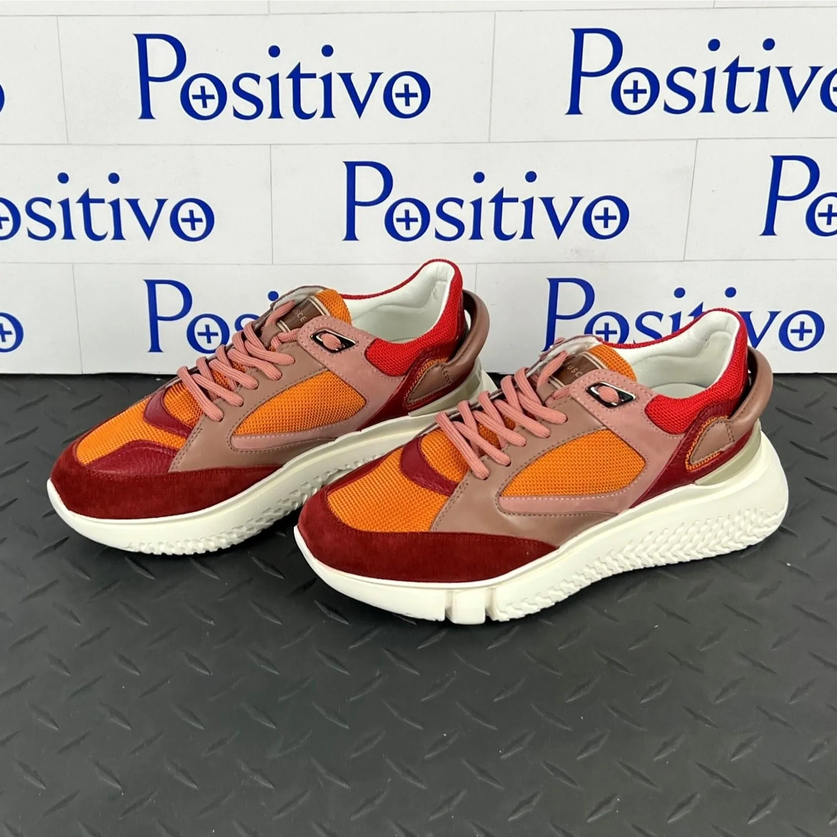 Buscemi Women's Veloce Scarlet/Orange Leather Sneakers SAMPLE