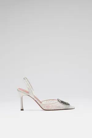 Camelia Lace Sling Ivory Lace And Antique Buckle