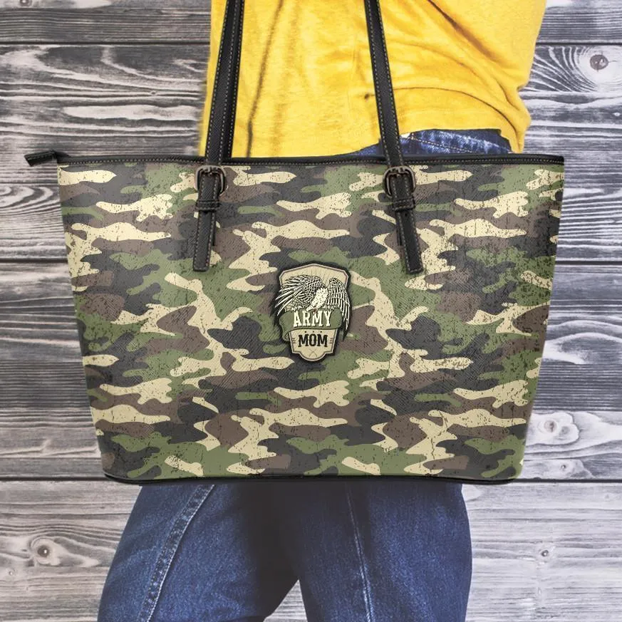 Camouflage Large Leather Tote Bag