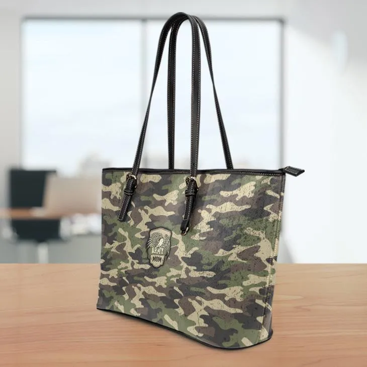 Camouflage Large Leather Tote Bag
