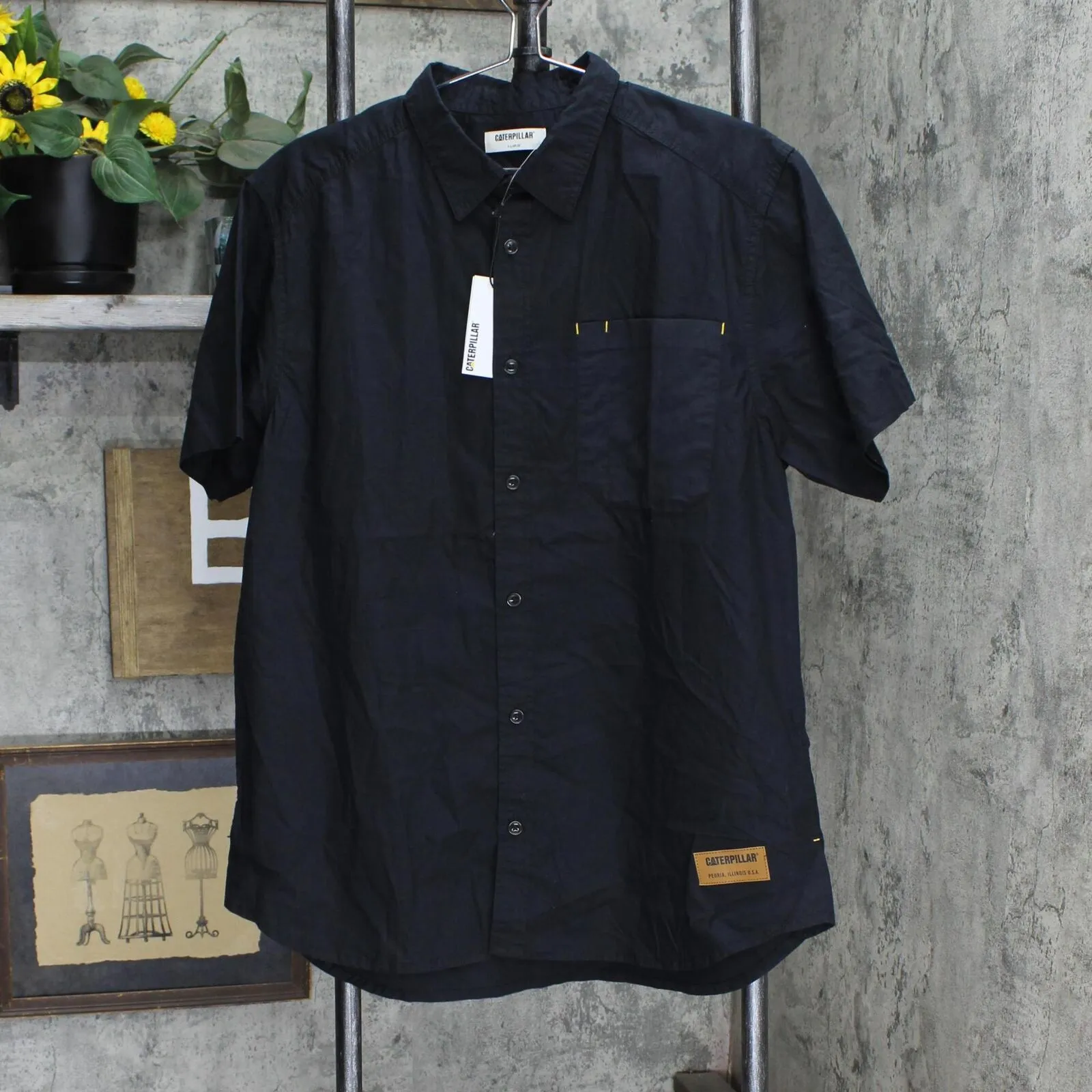 Caterpillar Men's Colorblocked Work Shirt 2610634-USA Black XL