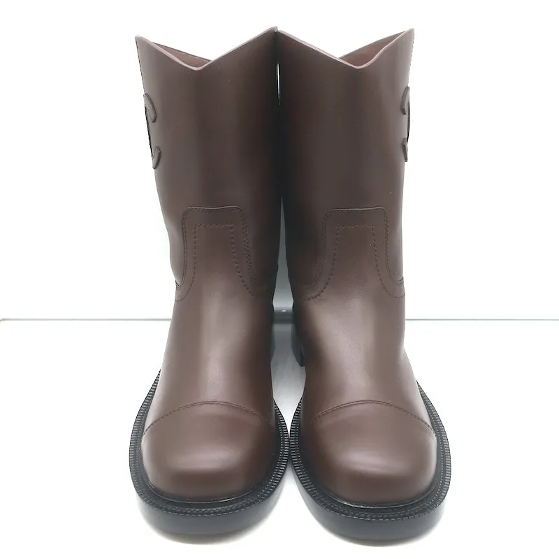 Chanel Cap Toe CC Short Riding Boots Dark Brown Leather Size 40 C NEW