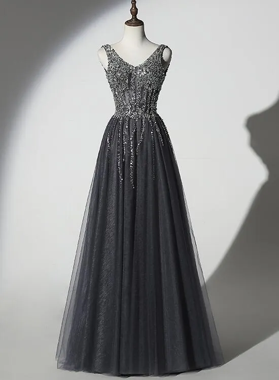 Charming Handmade Party Gown, Grey Formal Dress