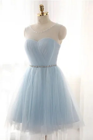 Charming Strapless Tulle Short Prom Dress With Pleats , Homecoming Dress YZ210902