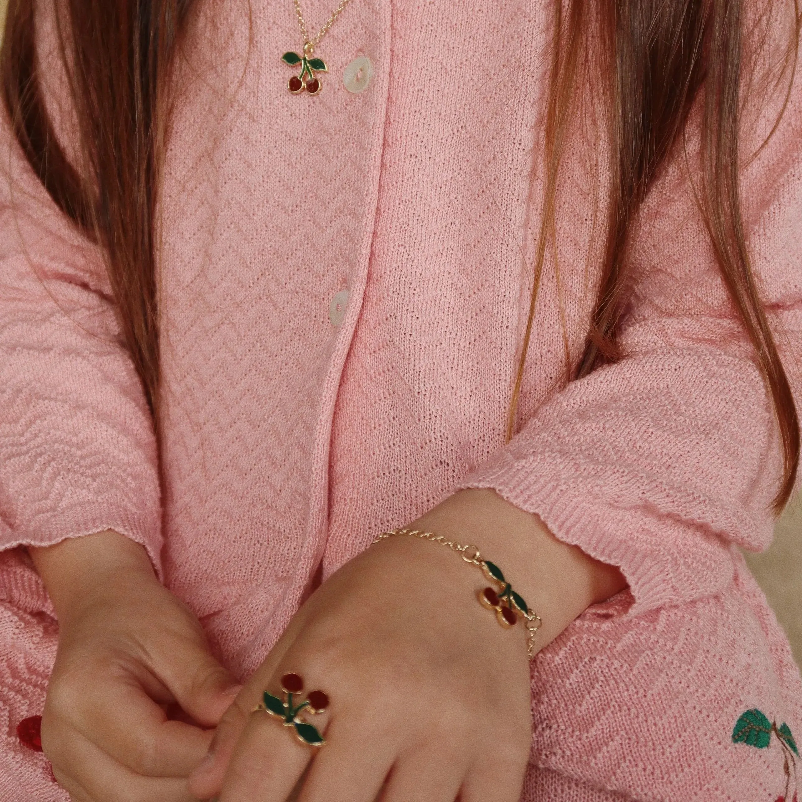 Cherry Necklace, Ring and Bracelet Set (Cherry)