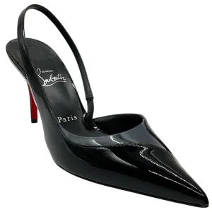 Christian Louboutin Black Patent Leather Posticha 80 Slingback Pumps