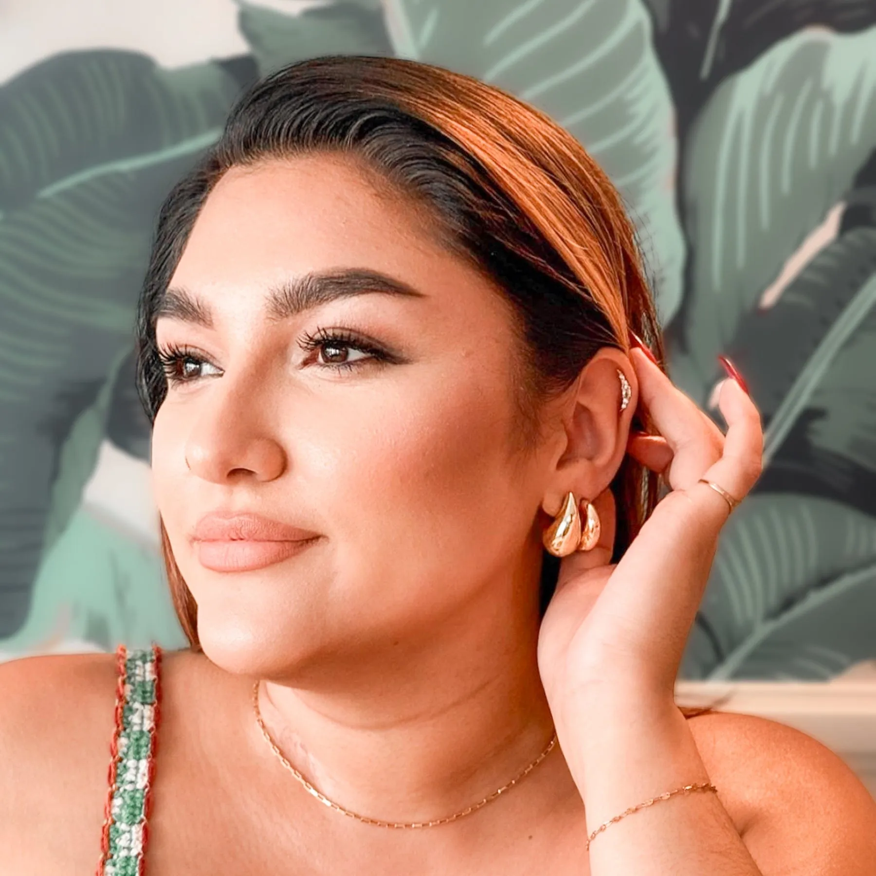 Chunky Crescent Moon Hoops with CZ Stars