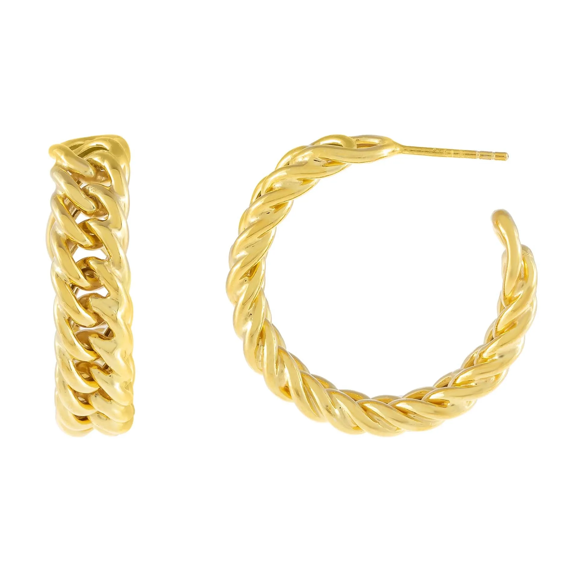 Chunky Double Curb Chain Hoop Earring