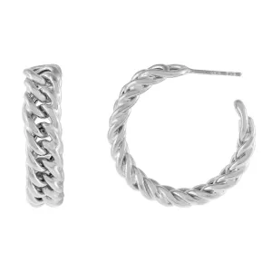Chunky Double Curb Chain Hoop Earring