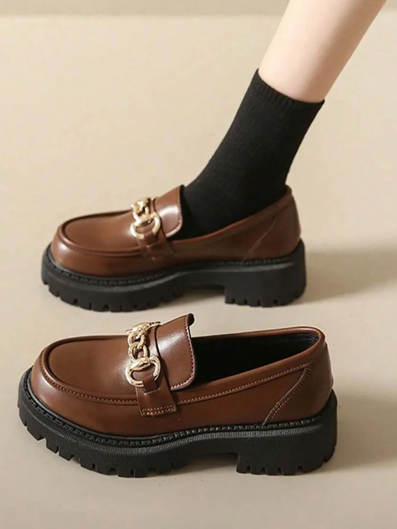 Chunky Heel Loafers With Thickened Sole- FD ⚡
