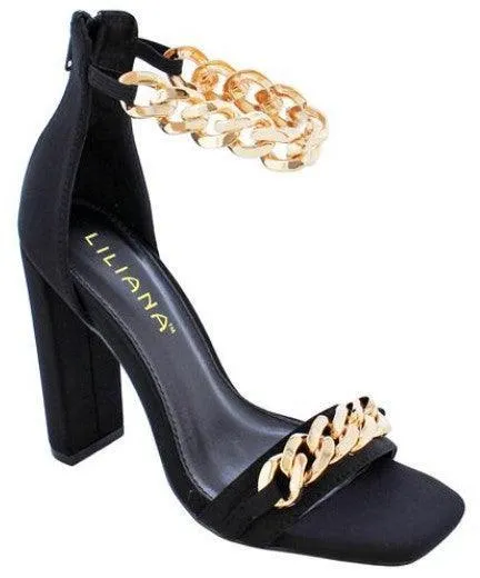Chunky High Heel Dress Shoes chain ankle