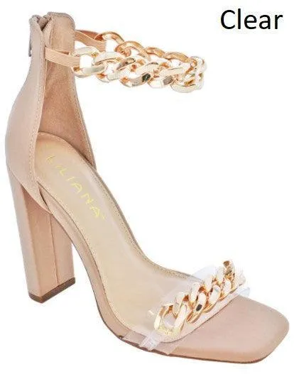 Chunky High Heel Dress Shoes chain ankle