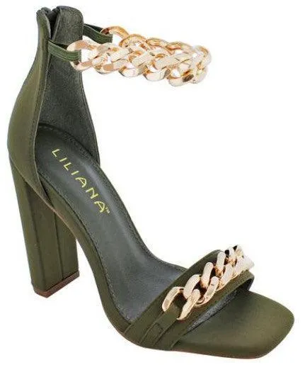 Chunky High Heel Dress Shoes chain ankle