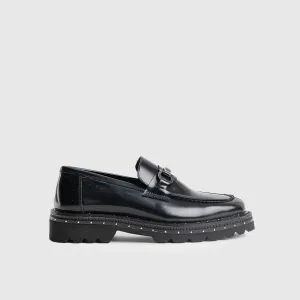 Chunky Sole Dress Loafers Black 4521