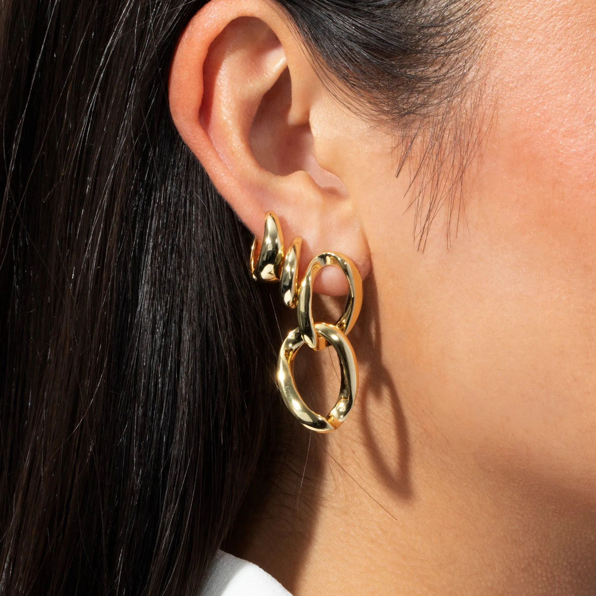 Chunky Solid Link Stud Earring