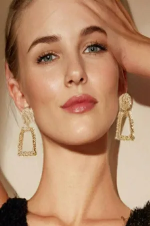Chunky Statement Dangle Door Knocker Earrings - gold