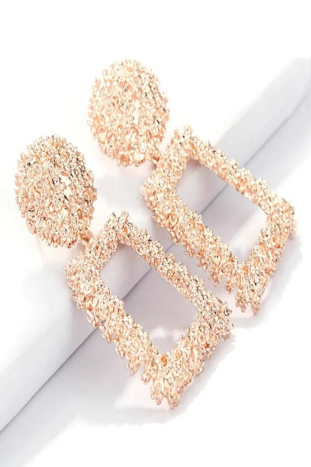 Chunky Statement Dangle Door Knocker Earrings - gold