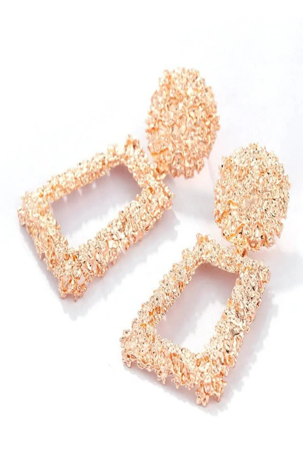 Chunky Statement Dangle Door Knocker Earrings - gold