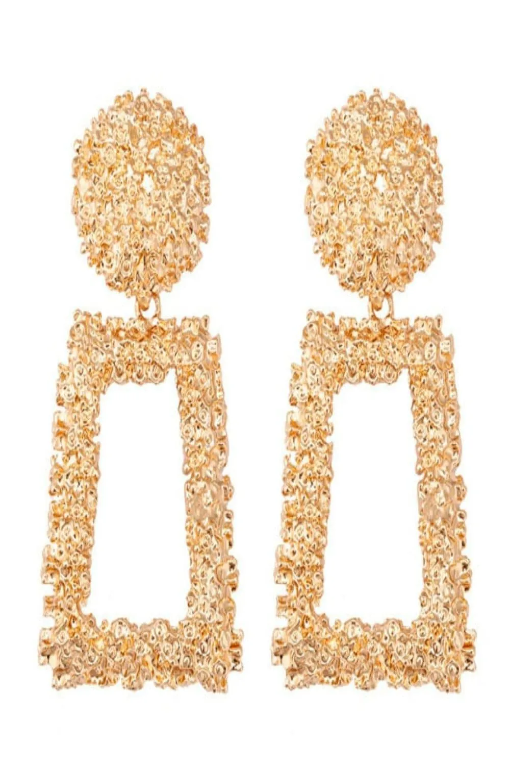 Chunky Statement Dangle Door Knocker Earrings - gold