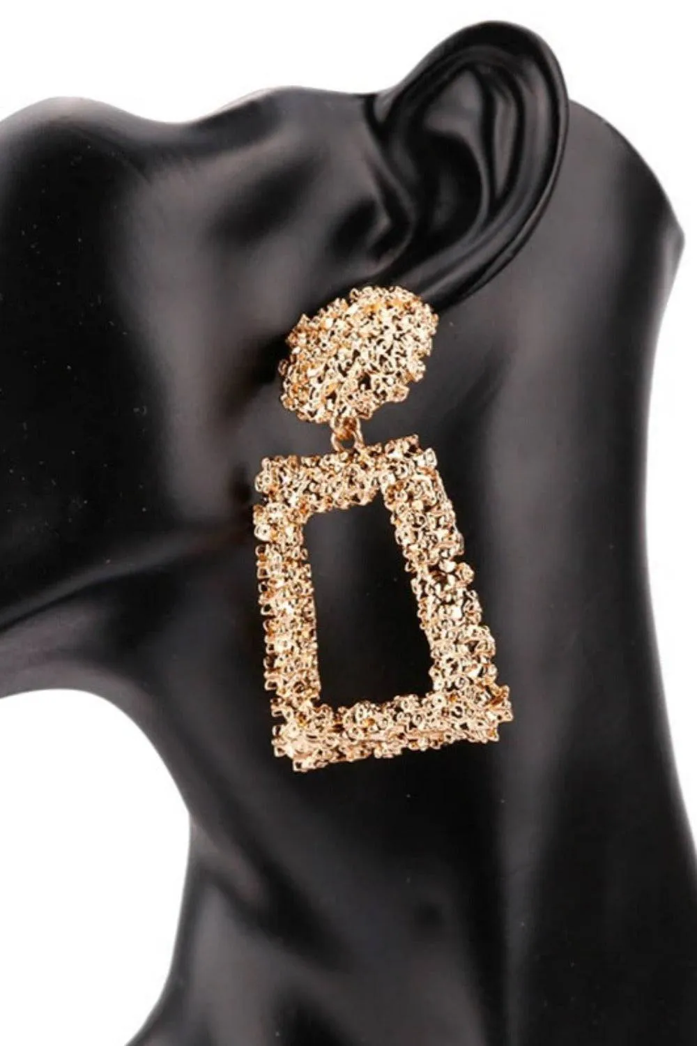 Chunky Statement Dangle Door Knocker Earrings - gold
