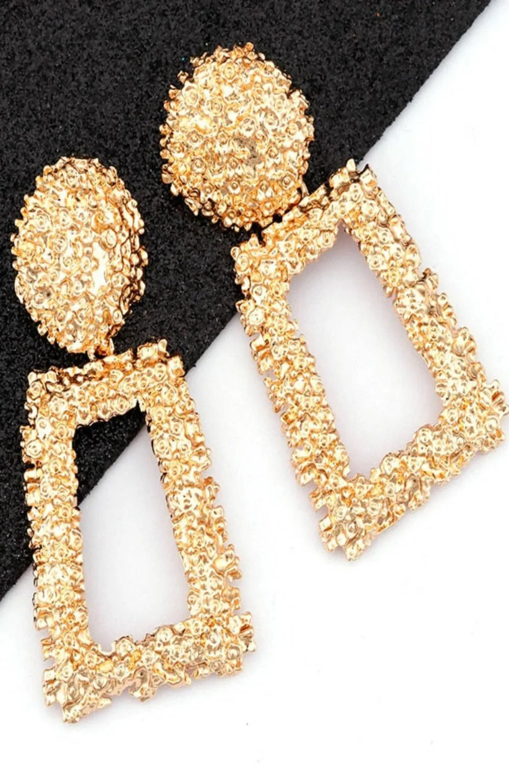 Chunky Statement Dangle Door Knocker Earrings - gold