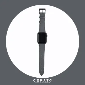 Classic Black Gray Leather Apple Watch Band 42mm - 44mm