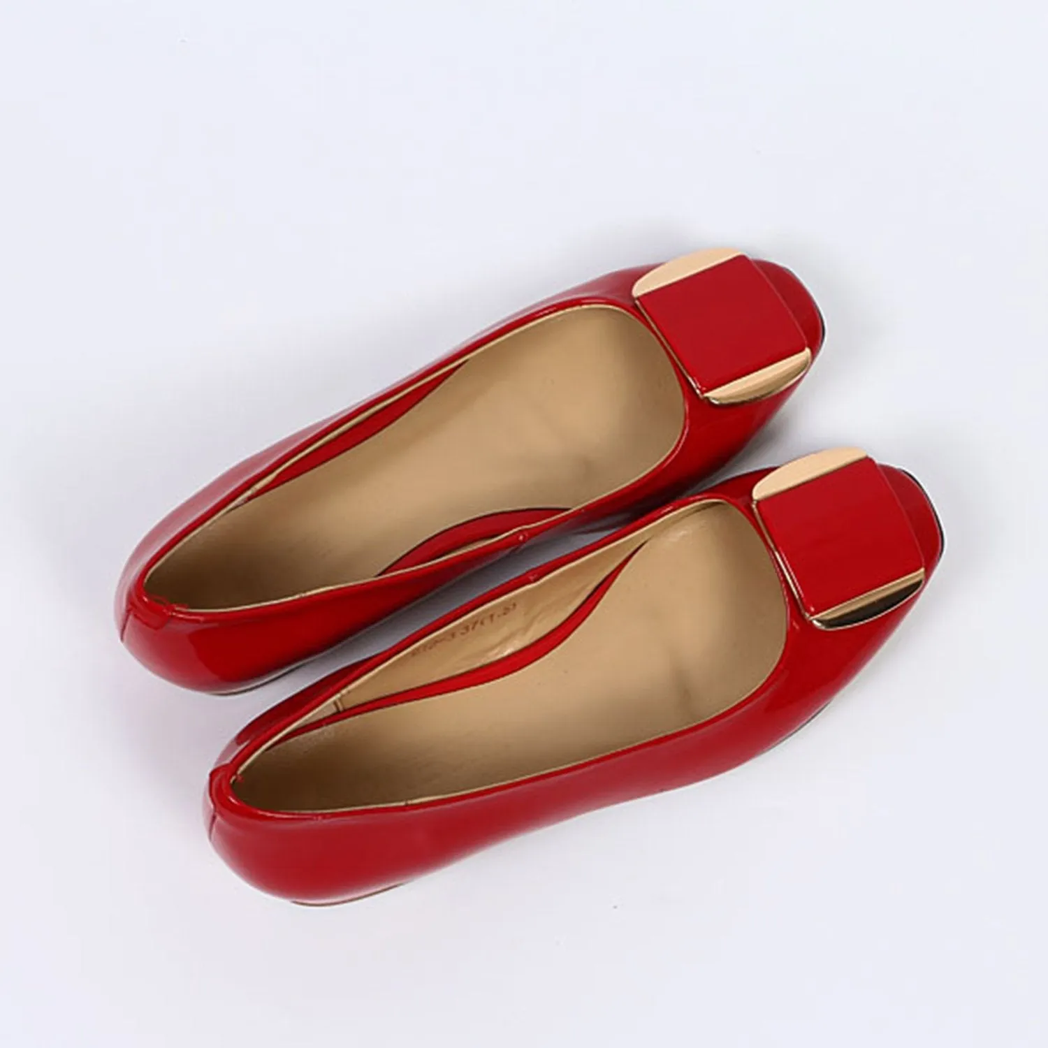 (Clean Up) Soft Sole Square Toe Leather Flat Heel Loafer