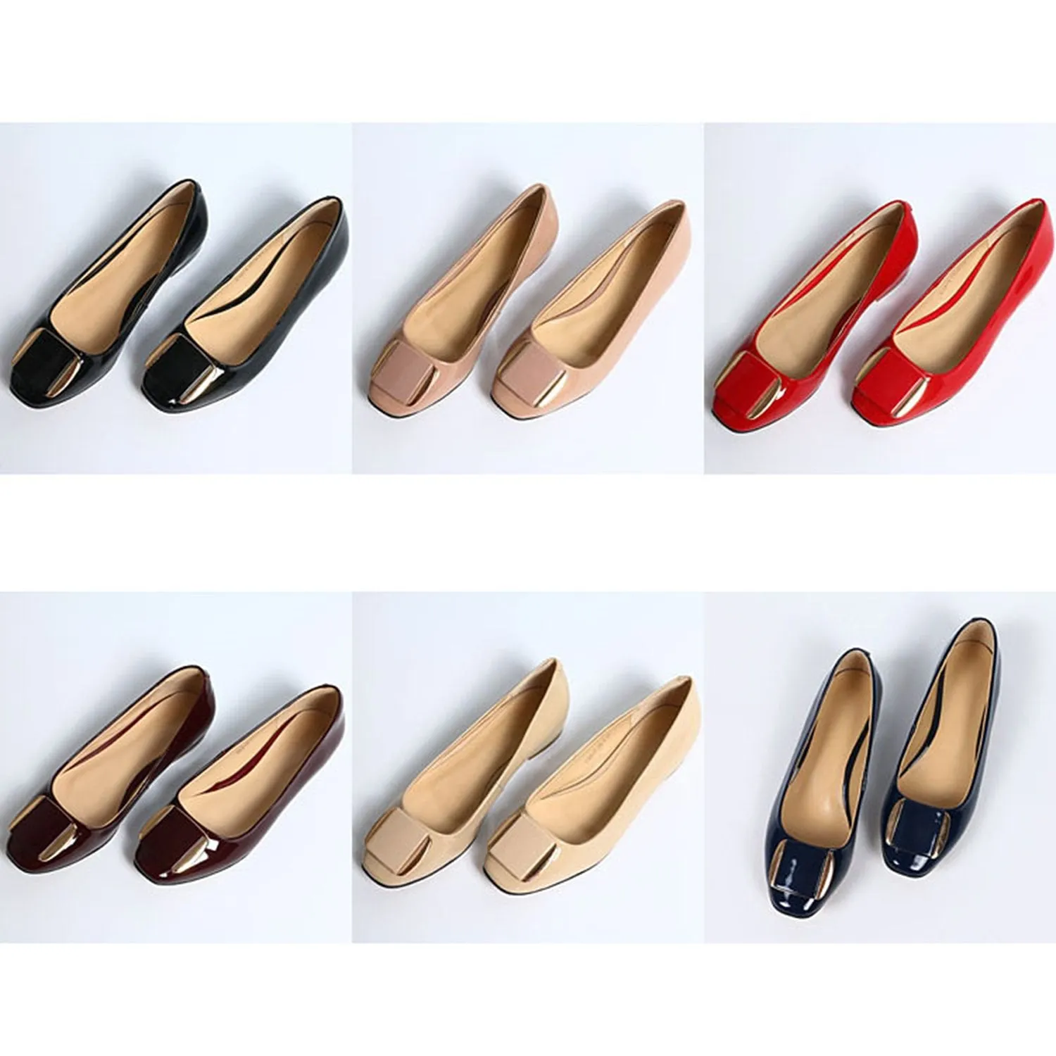 (Clean Up) Soft Sole Square Toe Leather Flat Heel Loafer