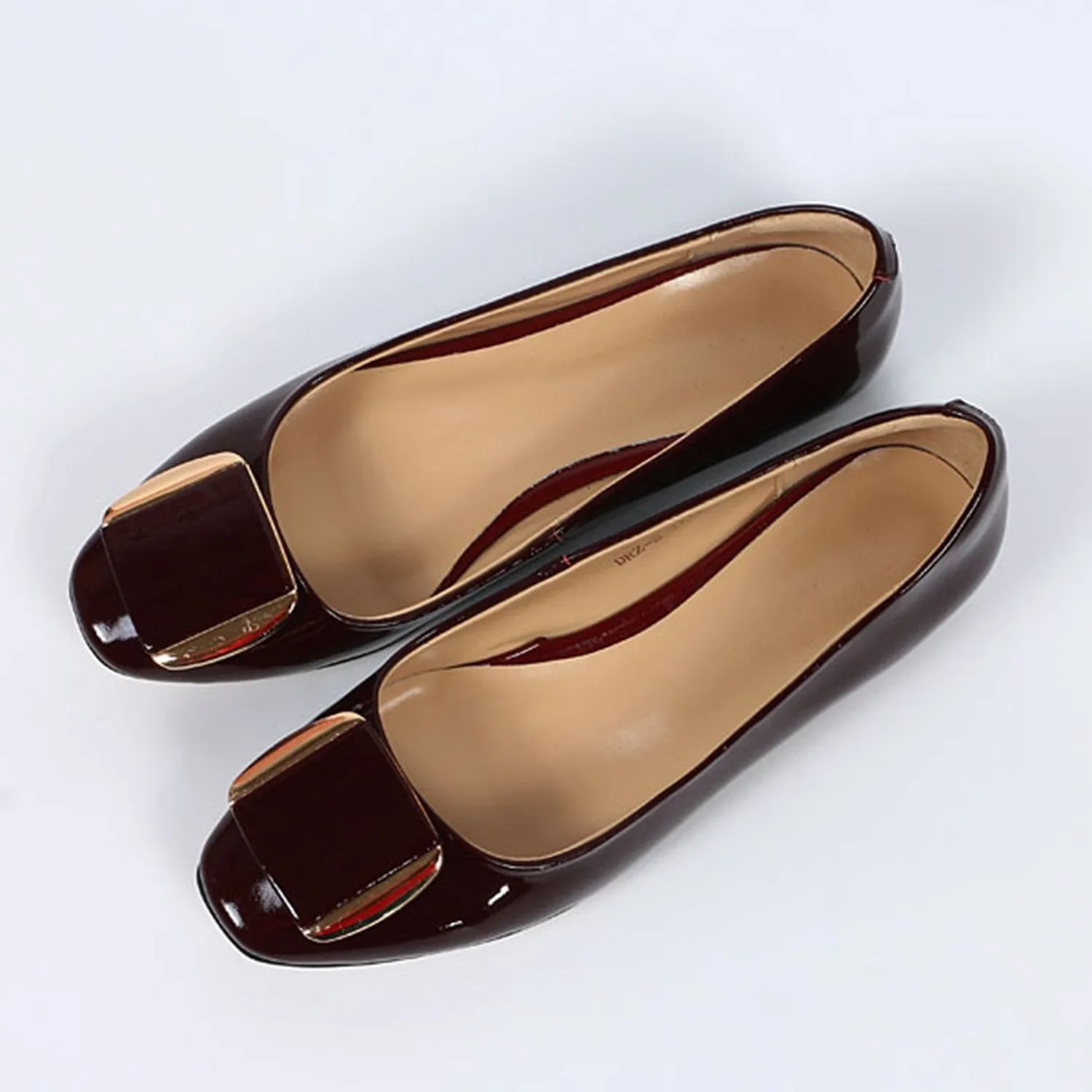 (Clean Up) Soft Sole Square Toe Leather Flat Heel Loafer