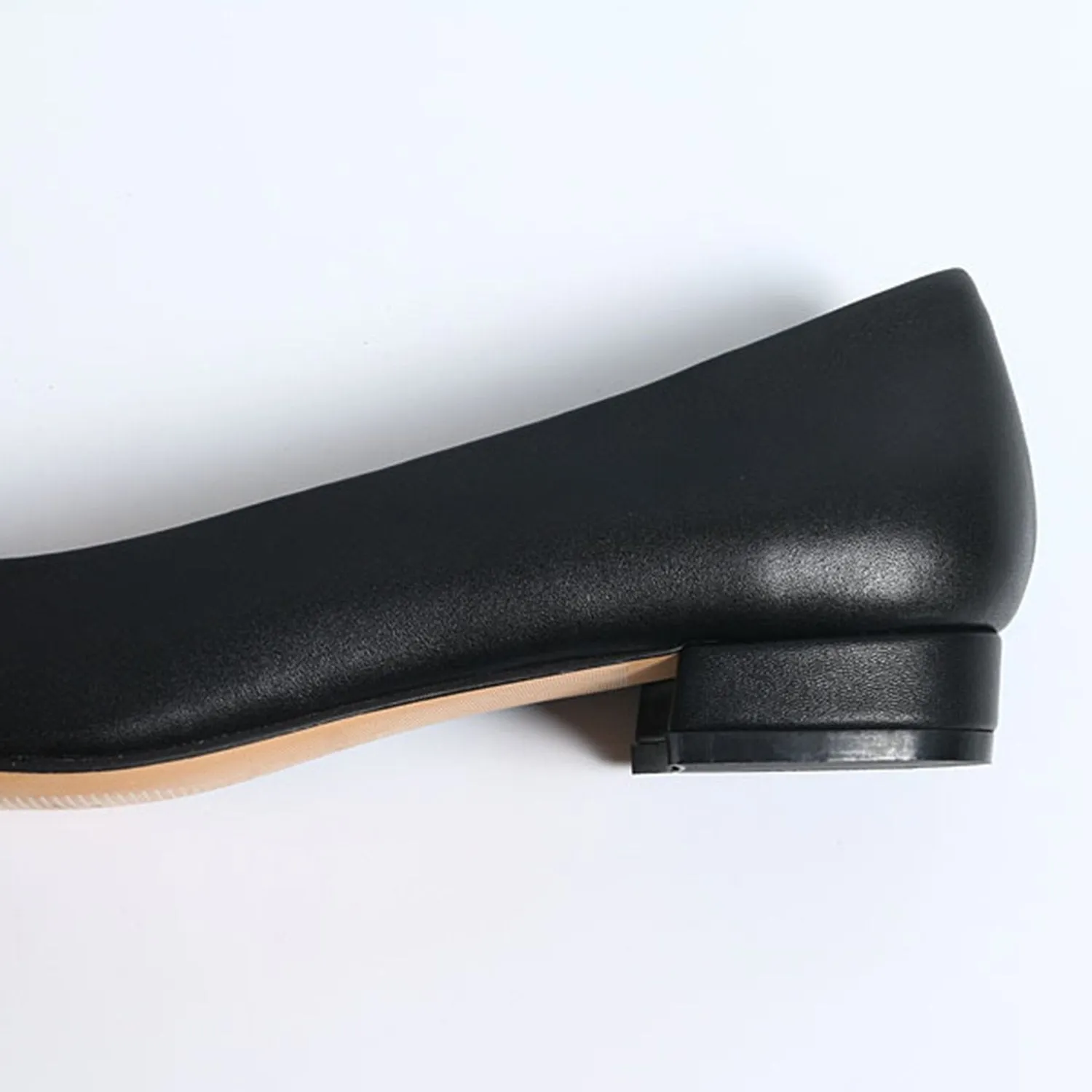 (Clean Up) Soft Sole Square Toe Leather Flat Heel Loafer