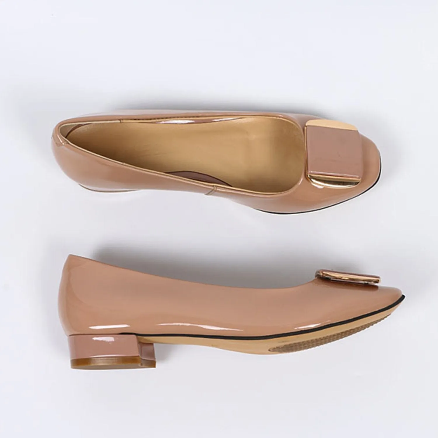 (Clean Up) Soft Sole Square Toe Leather Flat Heel Loafer