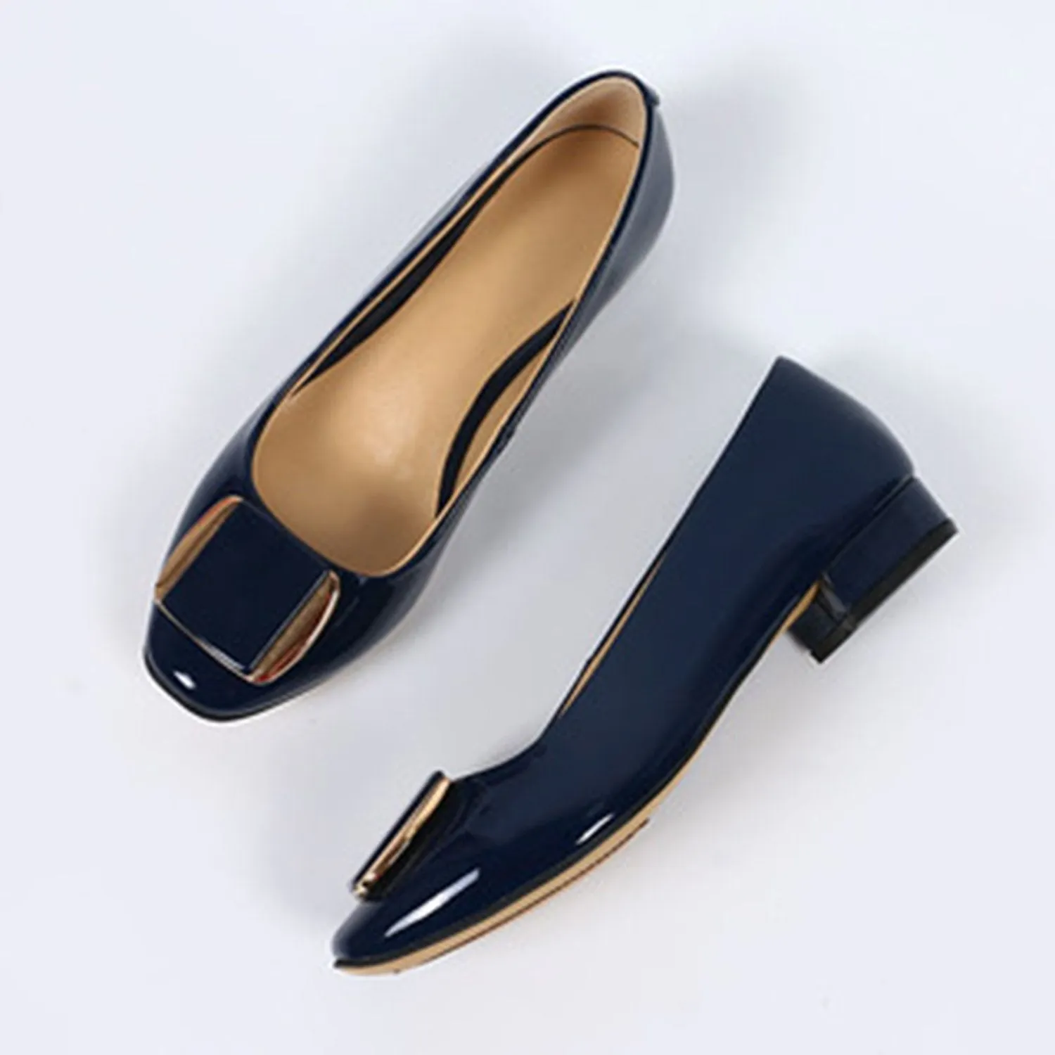 (Clean Up) Soft Sole Square Toe Leather Flat Heel Loafer