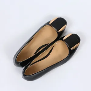 (Clean Up) Soft Sole Square Toe Leather Flat Heel Loafer