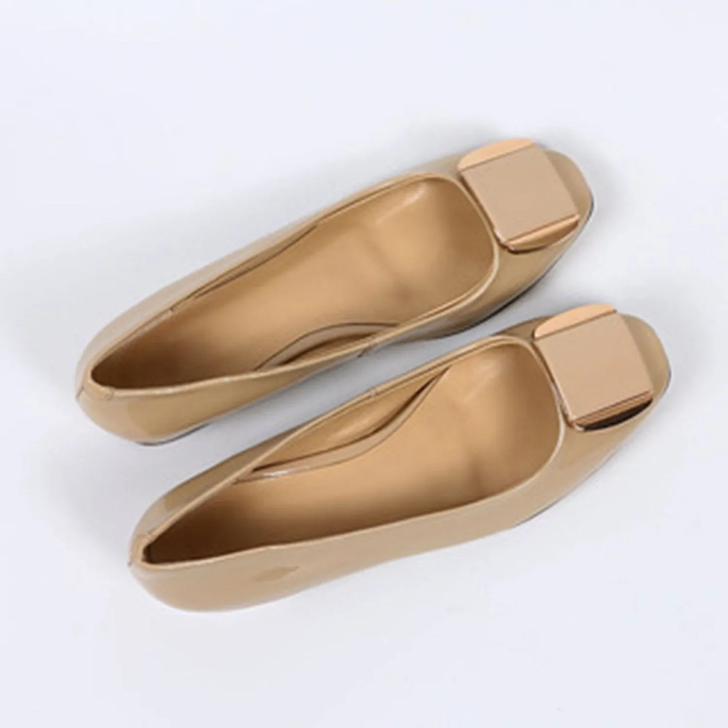 (Clean Up) Soft Sole Square Toe Leather Flat Heel Loafer