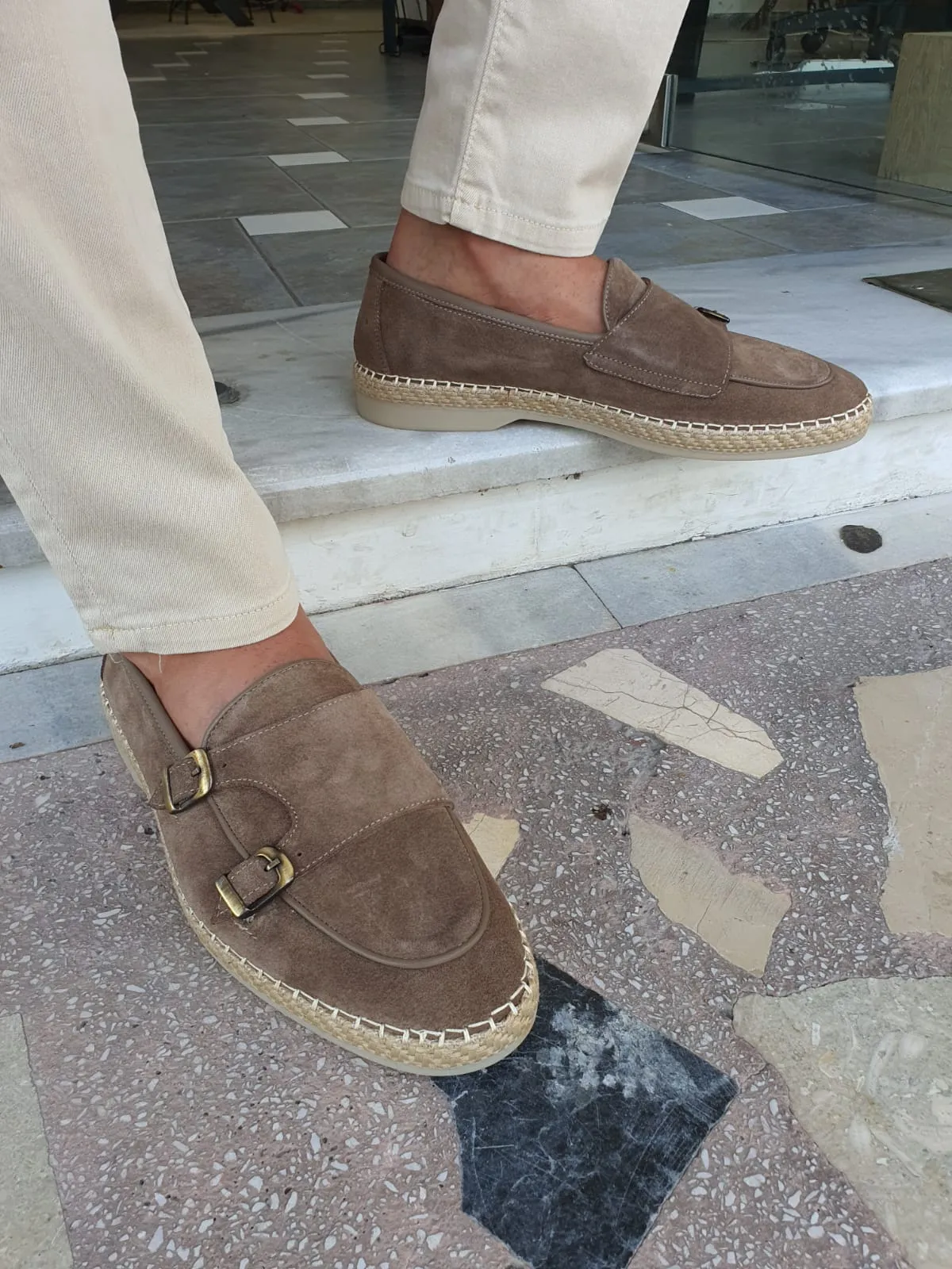 Cole Beige Suede Double Monk Strap Loafers - Elevate Your Style