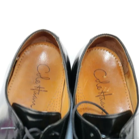 Cole Haan Mens Calhoun Oxford Size 9 D Black Leather Split Apron Toe Dress Shoe