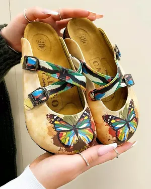 Colorful Butterflied Patterned Clogs - WCAL119