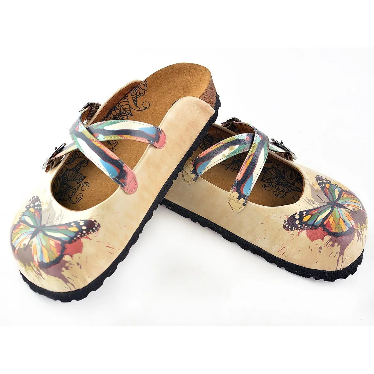 Colorful Butterflied Patterned Clogs - WCAL119