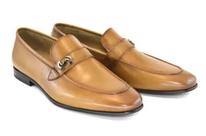 Corrente -C5605- Walnut  Leather Calf Skin Loafer w/ Side Metallic Logo