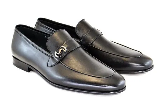 Corrente -C5605- Walnut  Leather Calf Skin Loafer w/ Side Metallic Logo