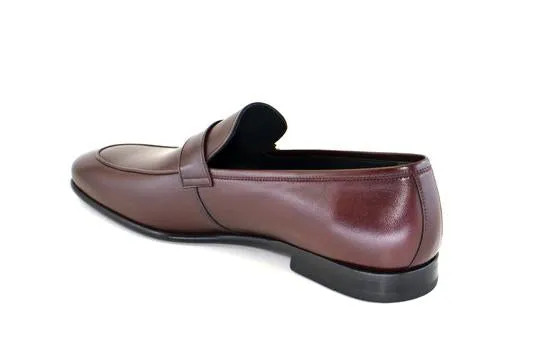 Corrente -C5605- Walnut  Leather Calf Skin Loafer w/ Side Metallic Logo