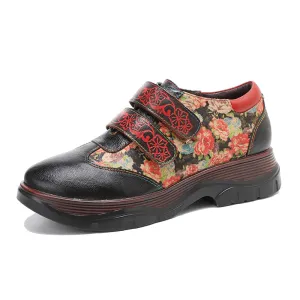 CrazycatZ Women's Leather Oxford Shoes Colorful Leather Oxfords Vintage  Shoes Black