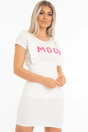 Cream Crepe Ruffle Bodycon Dress - Maisy