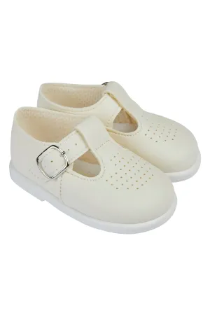 Cream T-Bar Hard Sole Shoes