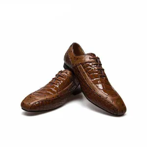 Croco and Ostrich Combination Patchwork Men Faux Leather Oxford Shoes
