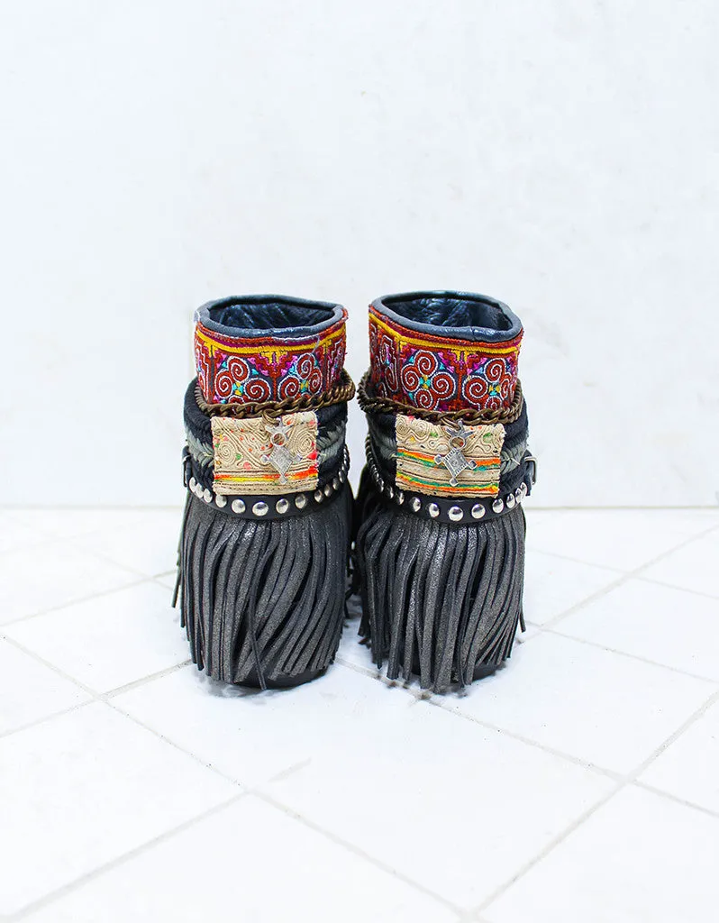 Custom Made Boho Boots in Black | SIZE 41