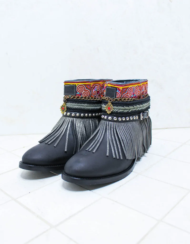 Custom Made Boho Boots in Black | SIZE 41